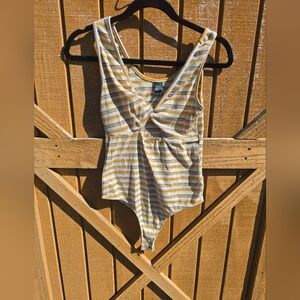 Striped Yellow and White Bodysuit